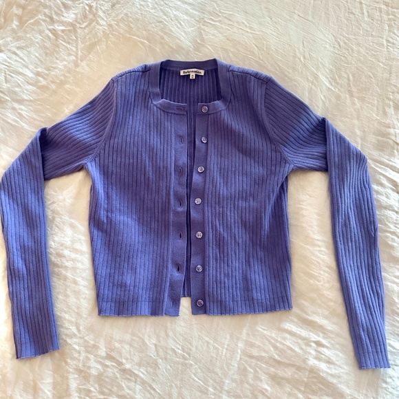 NWOT Reformation Joanne Cotton Cardigan Jacaranda Purple Periwinkle XS - Picture 2 of 2